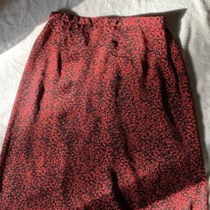 kathie lee red and black floral skirt